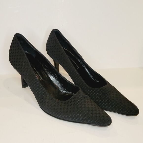 WOMENS Ann Taylor Made in Italy BLACK TEXTILE HEEL PUMPS - Picture 10 of 13
